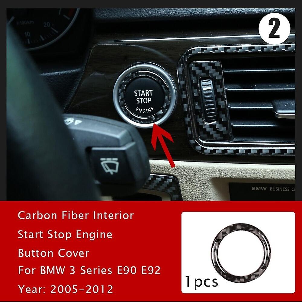 BMW E90 E92 E93 Engine Switch Start Stop Button Black Carbon Fiber Sticker Badge