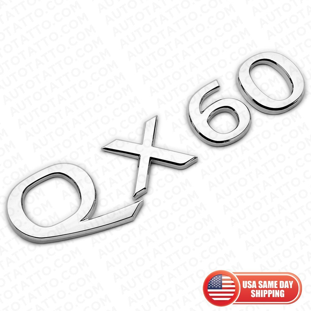 For Infiniti QX60 Rear Liftgate Logo Letter Badge Emblem Nameplate Silver Chrome