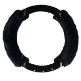 Universal Soft Warm 2 Sides Faux Rabbit Fur w/ Diamond Car Steering Wheel Cover