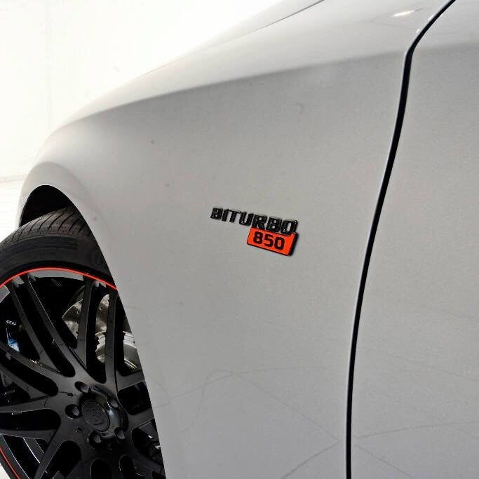2x Mercedes BRABUS BITURBO 850 Fender Nameplate Badge Marker Emblem Matte Black