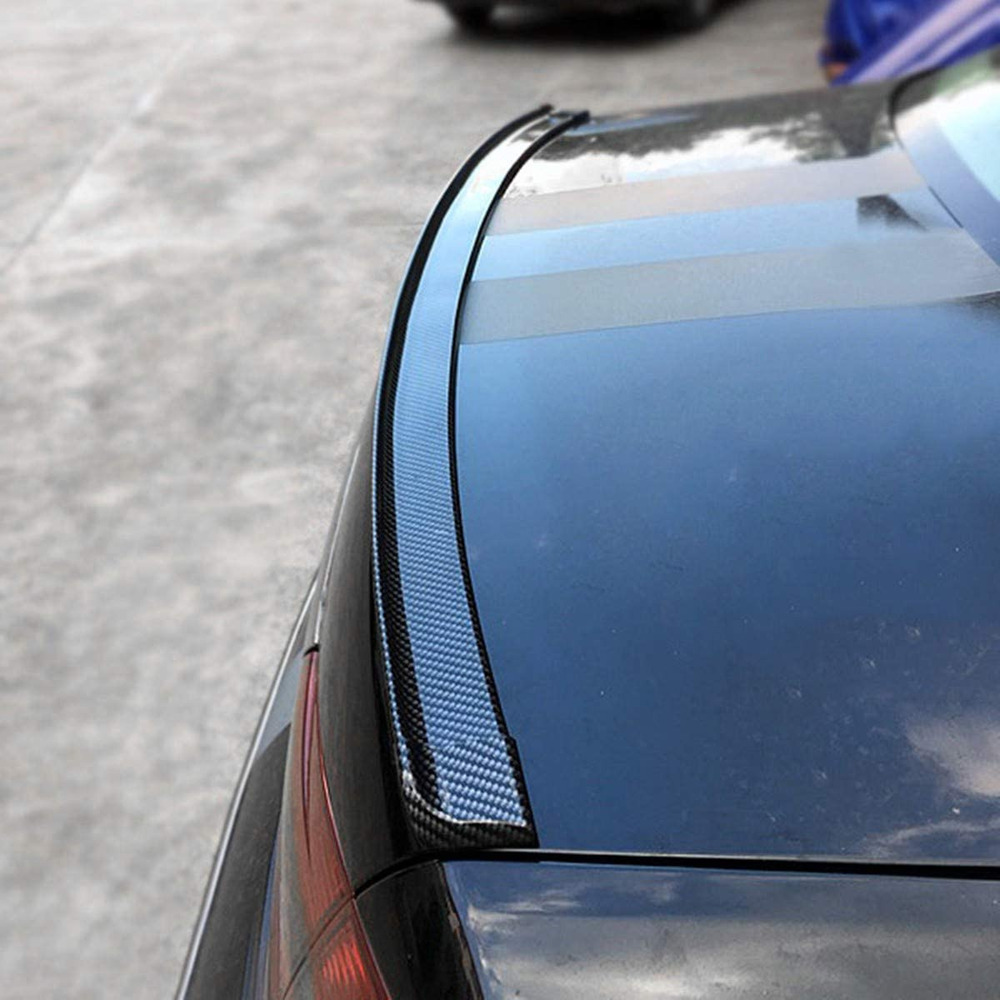 Universal 4.9ft Carbon Fiber PU Car Rear Roof Trunk Spoiler Wing Lip Sticker Kit