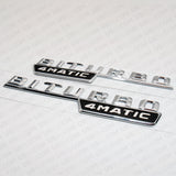 BiTurbo 4Matic 3D Logo Car Fender Nameplate Side Marker Emblem Badge - Chrome