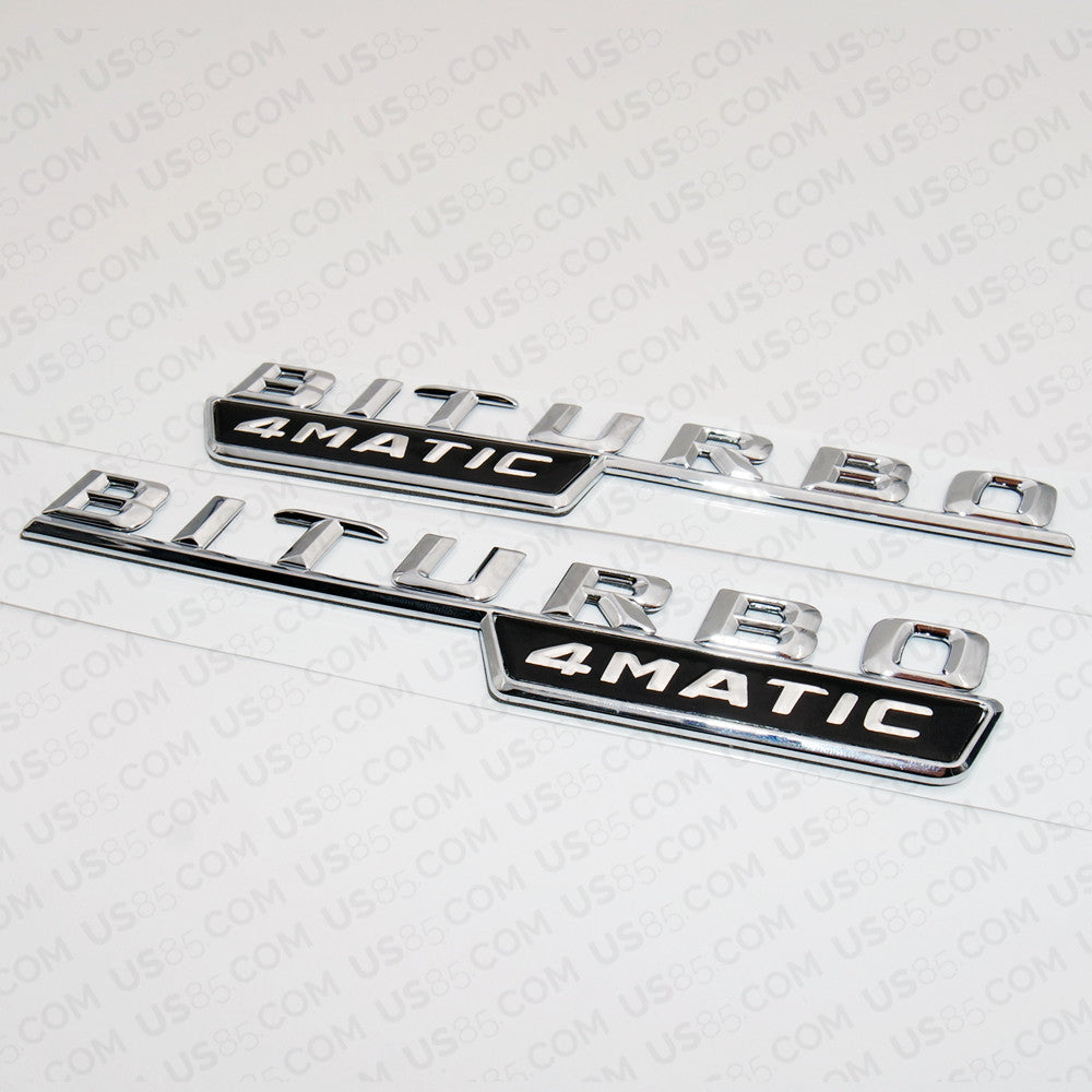 BiTurbo 4Matic 3D Logo Car Fender Nameplate Side Marker Emblem Badge - Chrome