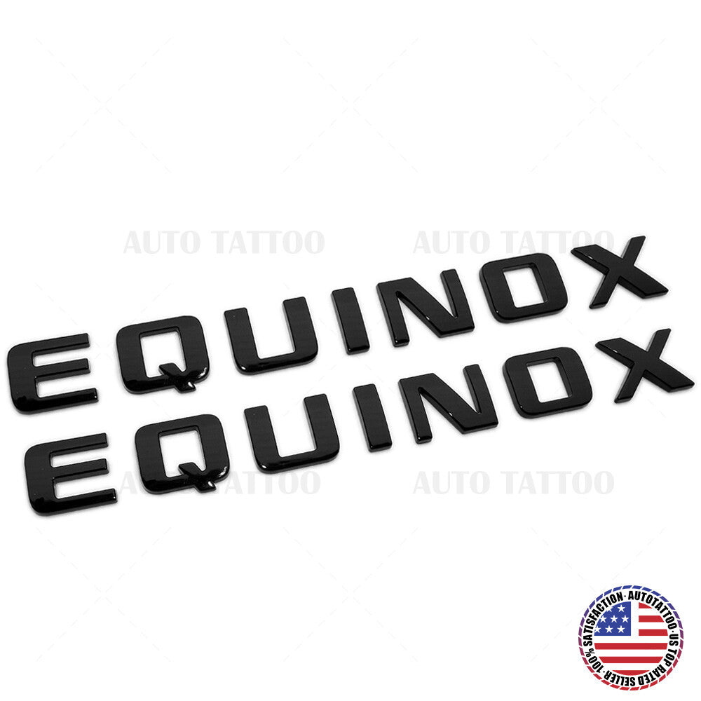 2x Chevy Equinox Front Door Nameplate Letter Logo Badge Emblem Sport Gloss Black