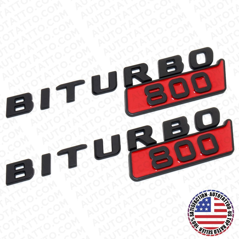 2x Mercedes BRABUS BITURBO 800 Fender Nameplate Badge Marker Emblem Matte Black