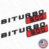 2x Mercedes BRABUS BITURBO 800 Fender Nameplate Badge Marker Emblem Matte Black