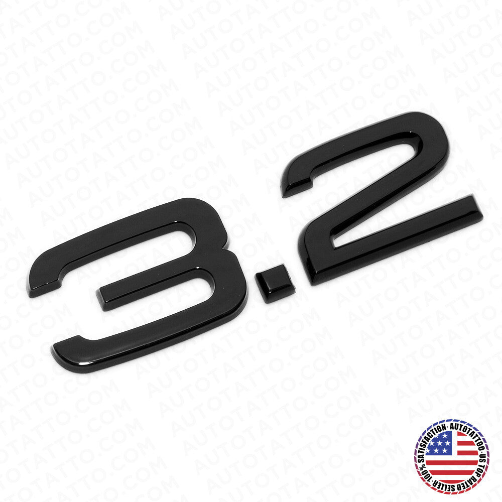 Audi Car Rear Trunk Deck Lid 3.2 Nameplate Emblem Badge Gloss Black Sline