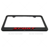 1x For Honda Red Sport Gloss Black License Plate Frame Cover + Screw Caps