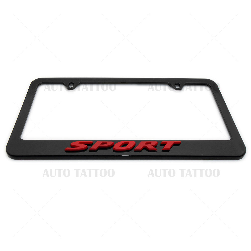 1x For Honda Red Sport Gloss Black License Plate Frame Cover + Screw Caps