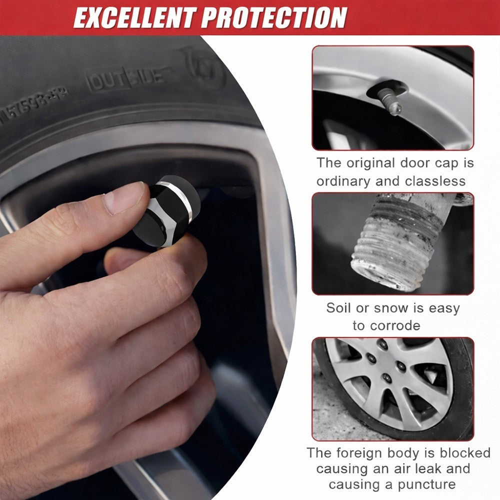 4pcs Universal Car Tire Wheel Valve Stem Caps Hex Design Dust Cover Accessories