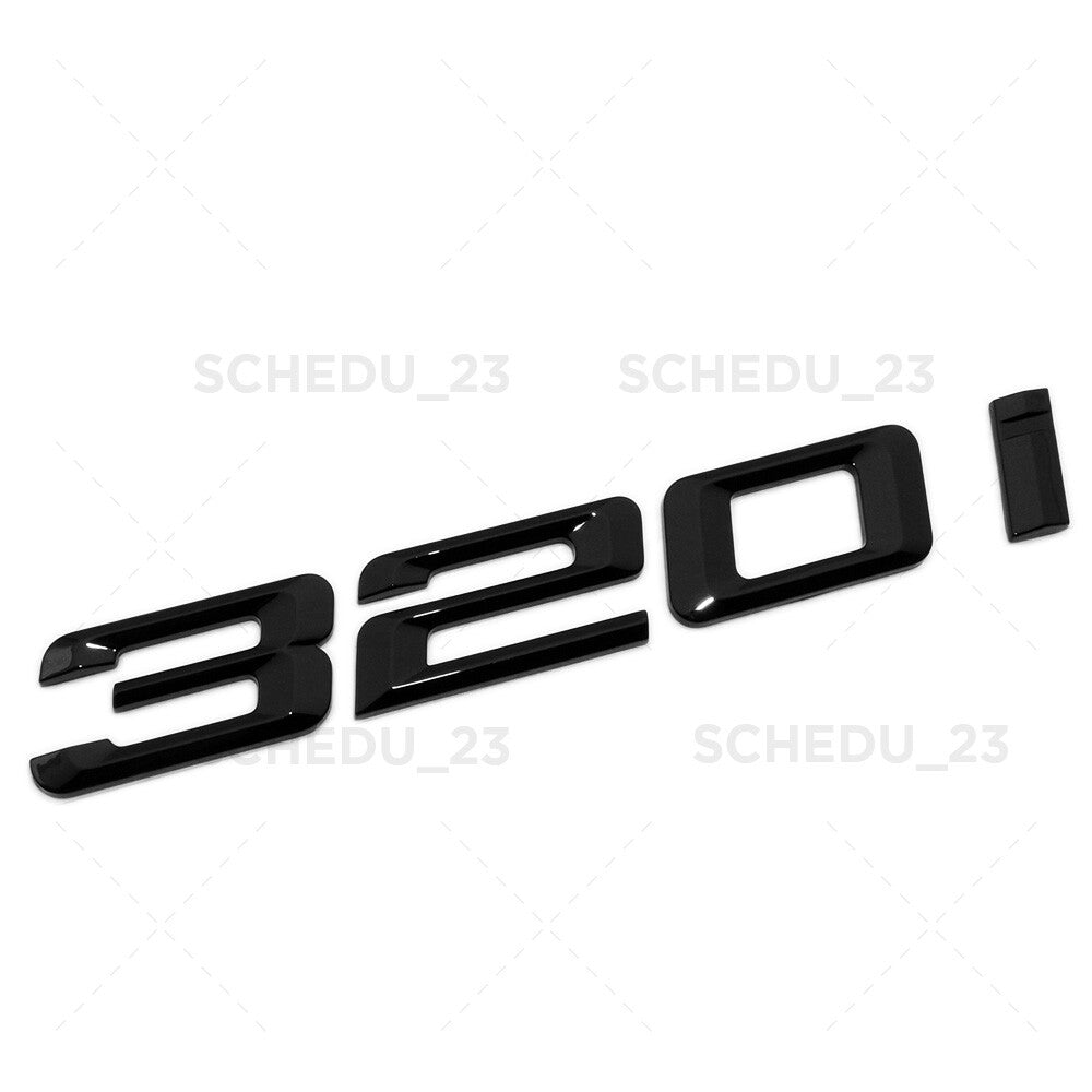 Gloss Black 320i Letter Logo Emblem Car Trunk Lid M Power Series Performance