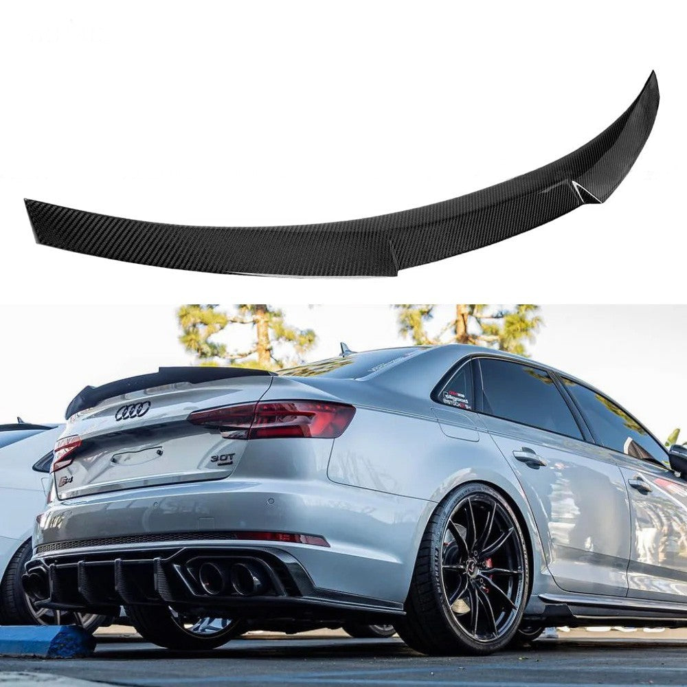 17-25 Audi A4 S4 B9 M4 Style Carbon Fiber Highkick Rear Trunk Spoiler Wing Lid