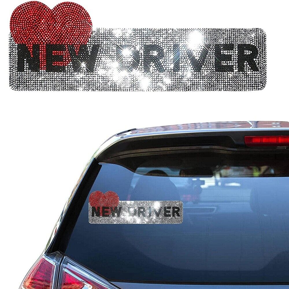 Bling Diamond Rhinestone Cute Lady New Driver Sticker Car SUV 3D Decal Decorate