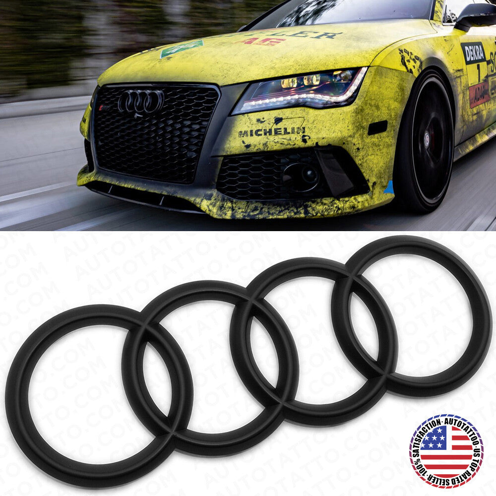 For Audi Matte Black Front Grille Rings Badge Logo Emblem Q3 Q5 SQ5 Q7 A6 A7 S7
