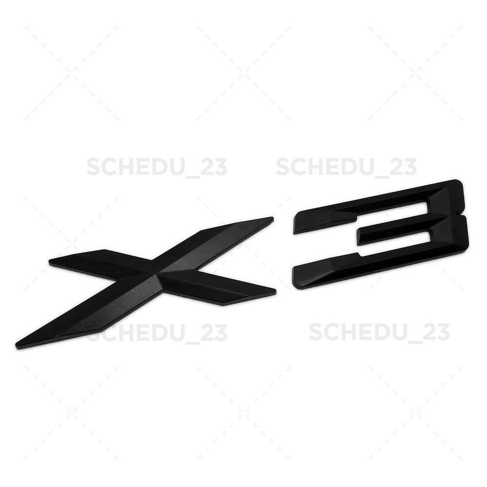 Matte Black X3 Letter Logo Emblem Badge Liftgate Rear Trunk ABS Series ///M