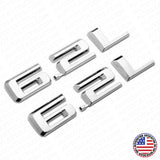 2x 19-22 OEM Chrome Chevy Silverado 1500 6.2L Hood Letter Logo Emblem Badge Z71