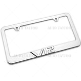 1x V12 Mirror Chrome License Plate Frame Cover Decorate + Screw Caps