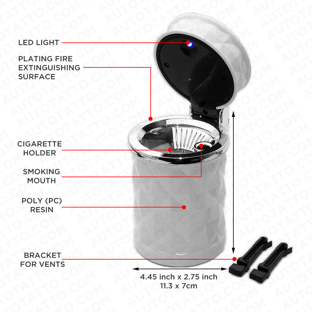 Smoke Cigarette Butts End Car Truck Suv Cup Holder Ashtray Trash Vent Tray White