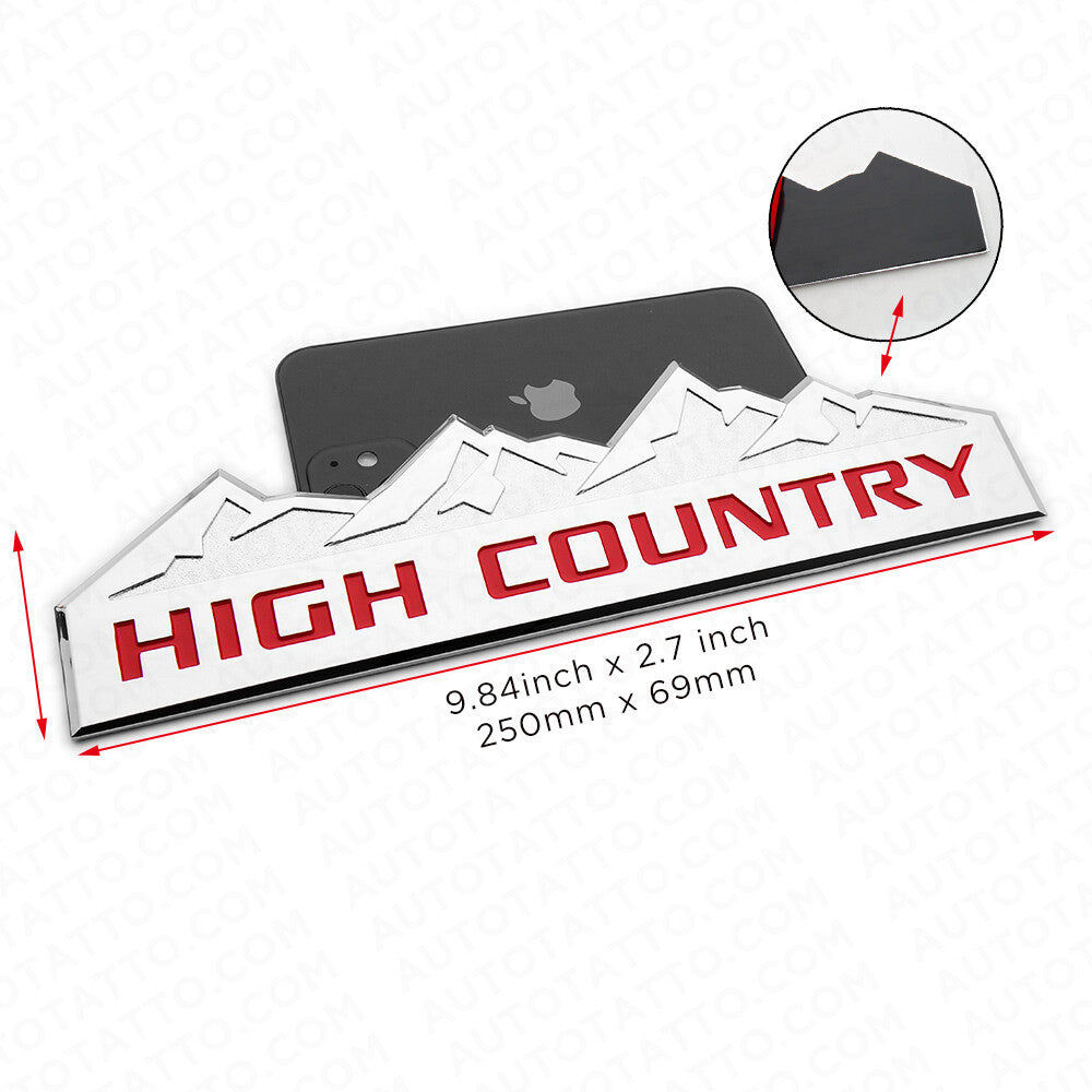 14-19 Chevy High Country Front Door Tailgate Letter Logo Emblem Badge Chrome Red