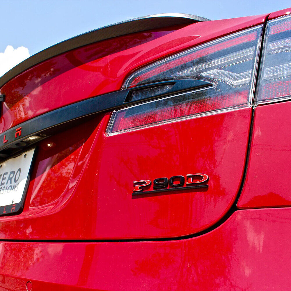 Tesla Rear Liftgate Lid Model P90D Nameplate Logo Badge Emblem Sport Black Red