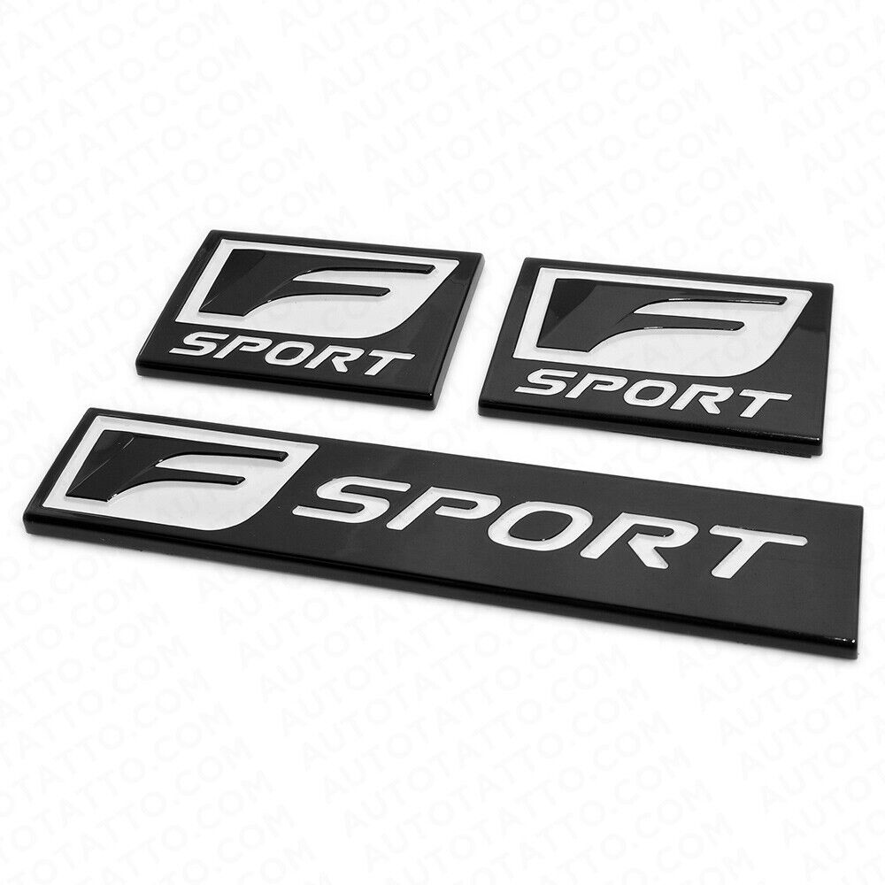 3x F-Sport Black Logo ABS Badge Side Fender Marker Trunk Lid Nameplate Emblem