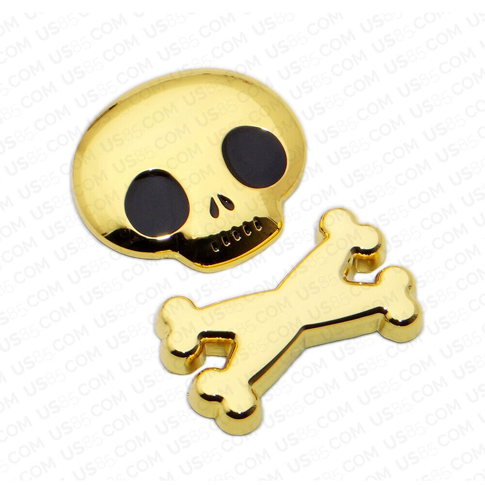 3D Fashion Metal Cute Skull w/ Bone Car Decal Badge Emblem Sticker Decoration