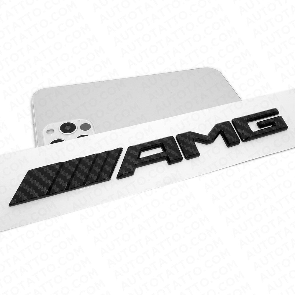 17+ Black Carbon Fiber Style AMG Sport Car Emblem Trunk Lid Logo Badge Decorate