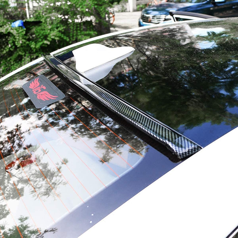 Universal 4.9ft Carbon Fiber PU Car Rear Roof Trunk Spoiler Wing Lip Sticker Kit