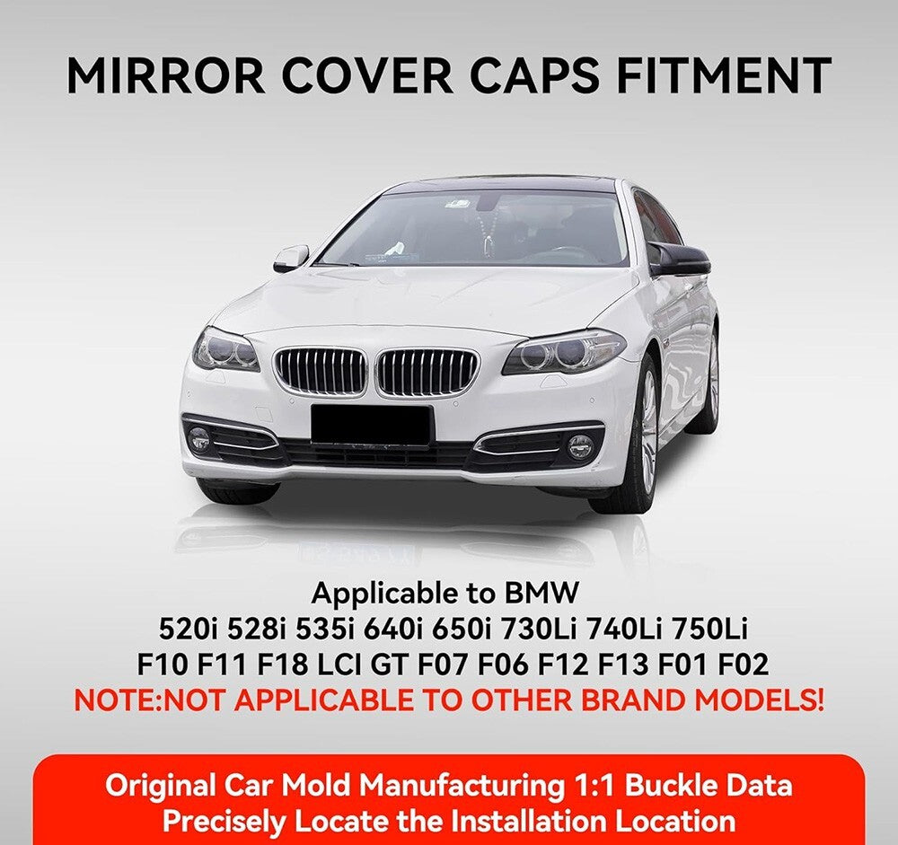 Carbon Fiber Style Side Mirror Cover Cap for BMW 14-18  F10 F11 F18 5-Series LCI