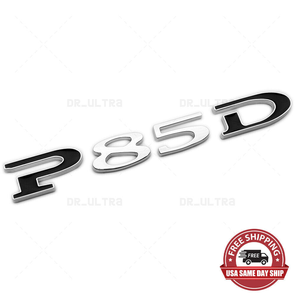 Tesla Rear Liftgate Model P85D Nameplate Logo Badge Emblem Sport Chrome Black