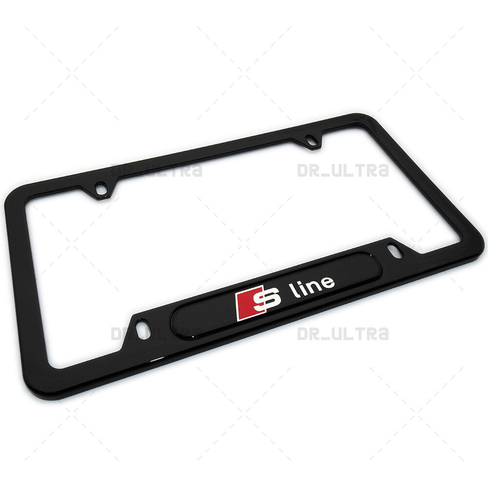 Gloss Black Front or Rear Audi S LIne Logo Emblem License Plate Frame Cover Gift