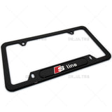 Gloss Black Front or Rear Audi S LIne Logo Emblem License Plate Frame Cover Gift