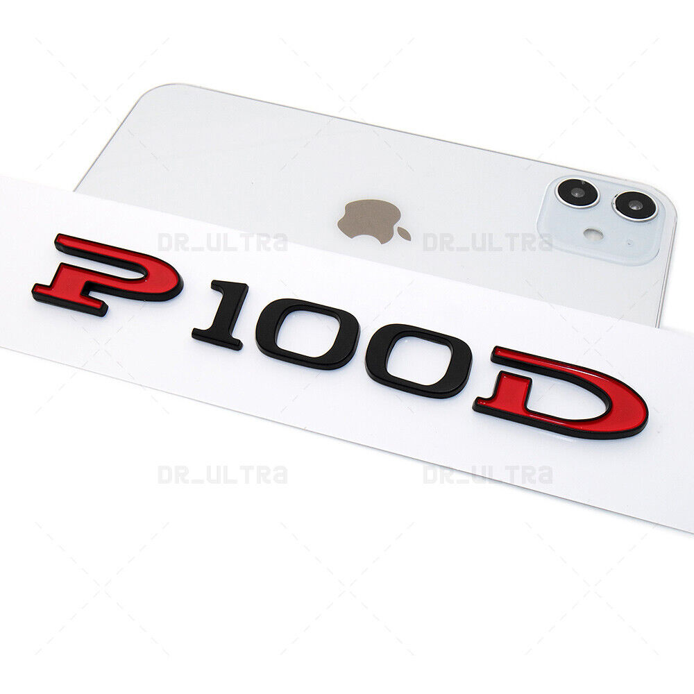 Tesla Rear Liftgate Lid Model P100D Nameplate Logo Badge Emblem Sport Black Red