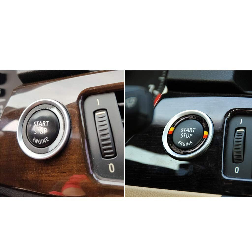 For BMW E90 E92 E93 Engine Switch Start Stop Button Carbon Fiber Sticker Badge