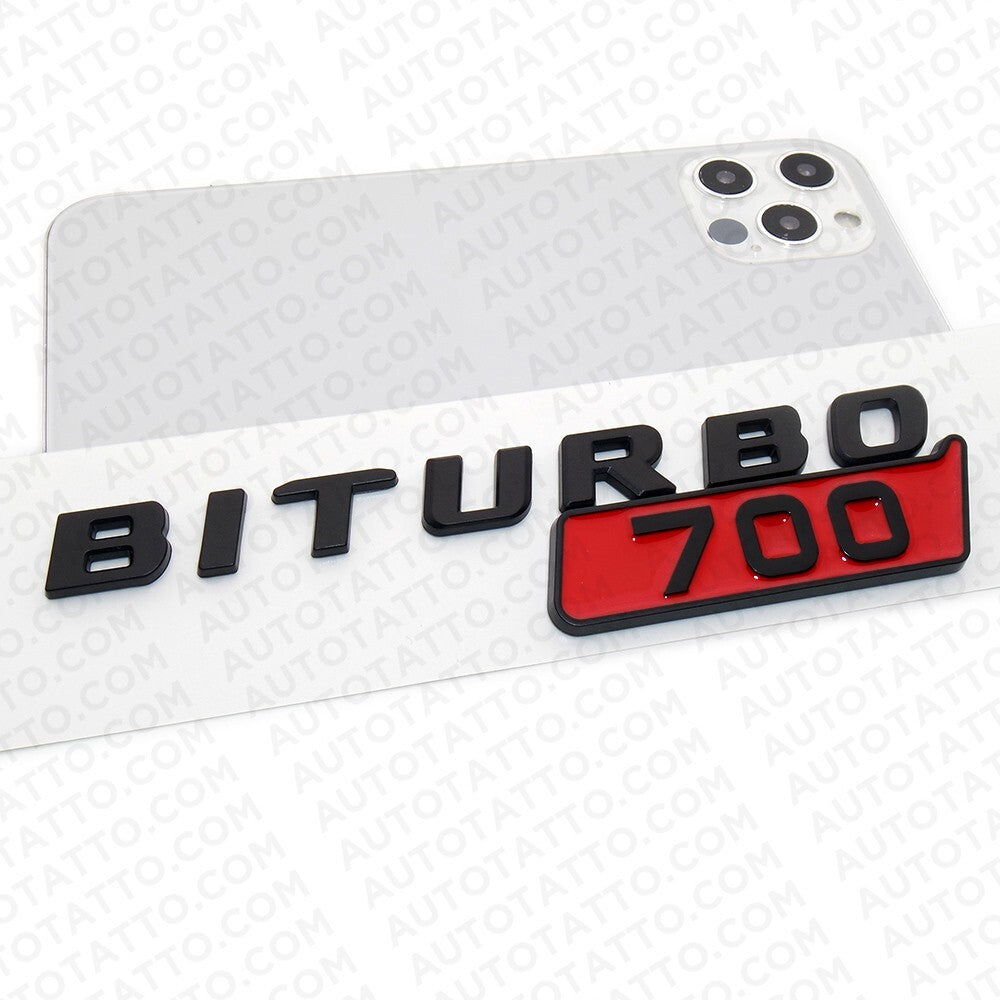 2x Mercedes BRABUS BITURBO 700 Fender Nameplate Badge Marker Emblem Matte Black