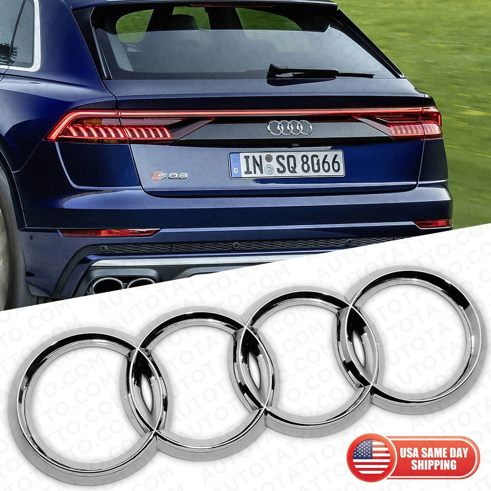 Q8 SQ8 RSQ8 Sport Liftgate Audi Ring Nameplate Emblem Logo Badge Chrome Sline