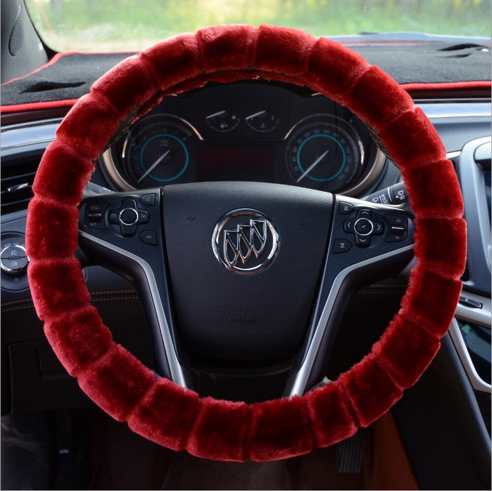 Universal Soft Warm Bamboo Style Faux Fur Car Steering Wheel Cover Decoration