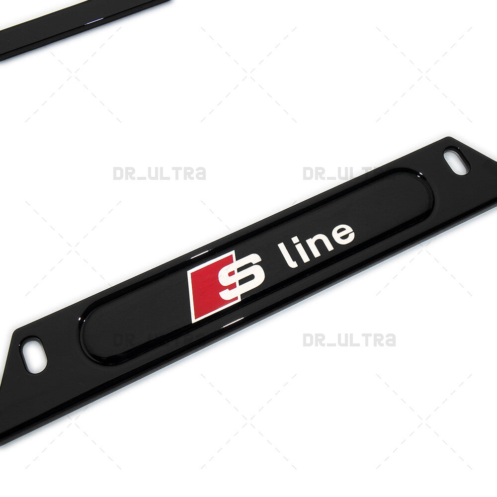 Gloss Black Front or Rear Audi S LIne Logo Emblem License Plate Frame Cover Gift