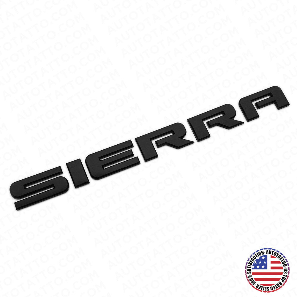 OEM GMC 07-20 Sierra Front Door / Tailgate Emblem Adhesive Nameplate Gloss Black