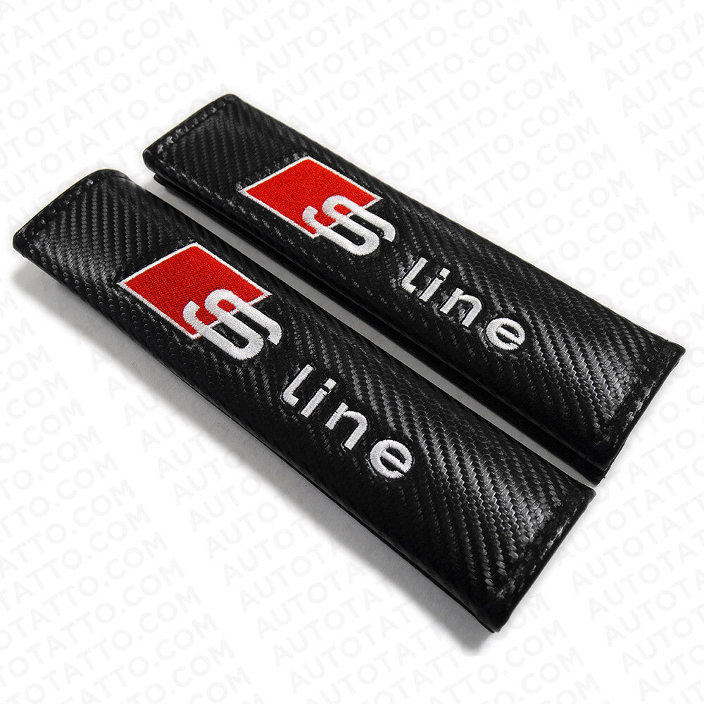 Audi S line Car Carbon Seat Belt Cover Safety Shoulder Strap Cushion Pad Harness