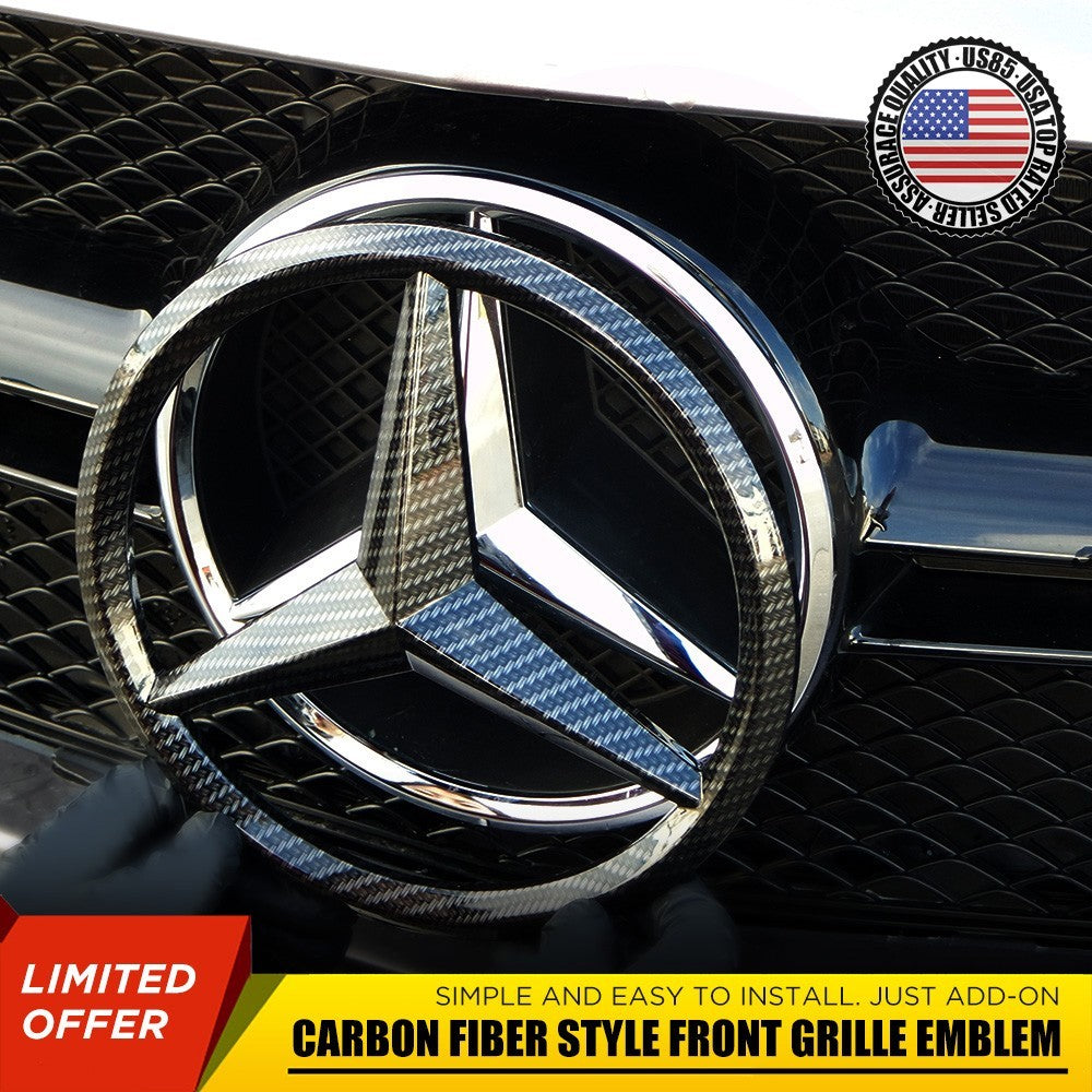 Mercedes-Benz Carbon Fiber Grille Emblem Star Overlay Badge A C E CLA GLK GL ML