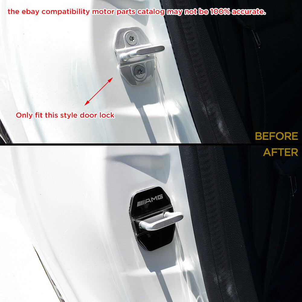 2pcs Stainless Steel Door Striker Cover Lock Buckle Cap For Mercedes AMG Sport