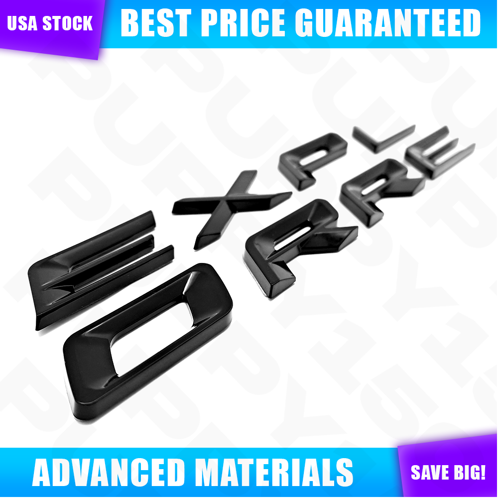 For 2020-2025 Explorer Sport Badge Gloss Black Outline Hood Emblem Letters Decal