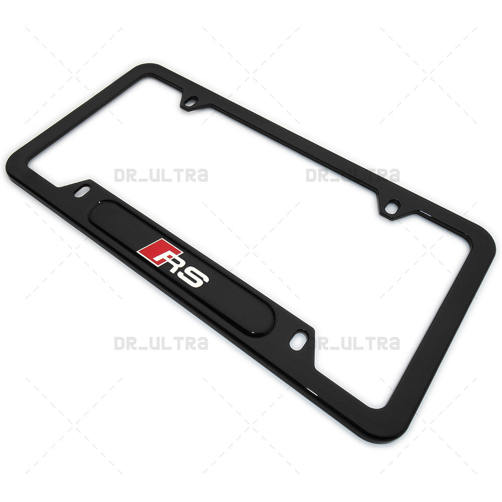Gloss Black Front or Rear RS Sport Logo Emblem License Plate Frame Cover Gift