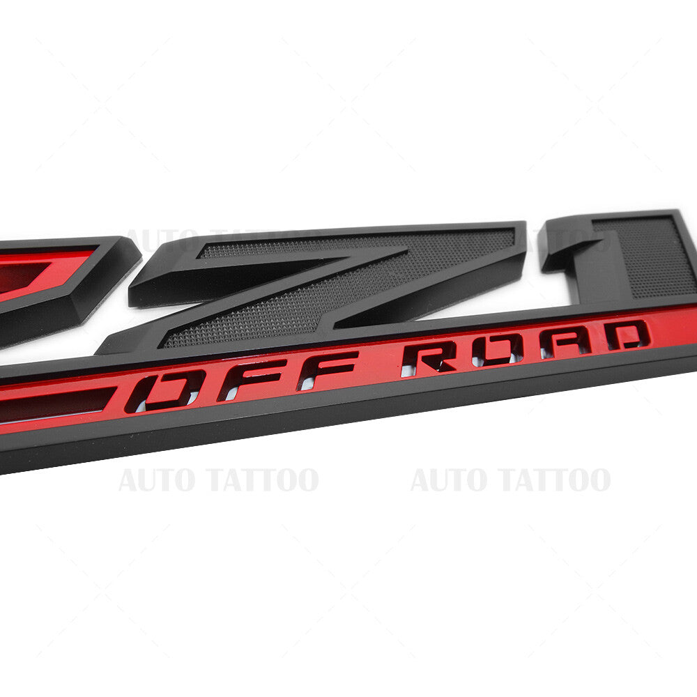 Chevy 19-21 Silverado Z71 Off Road Fender Letter Sport Logo Emblem Badge Black