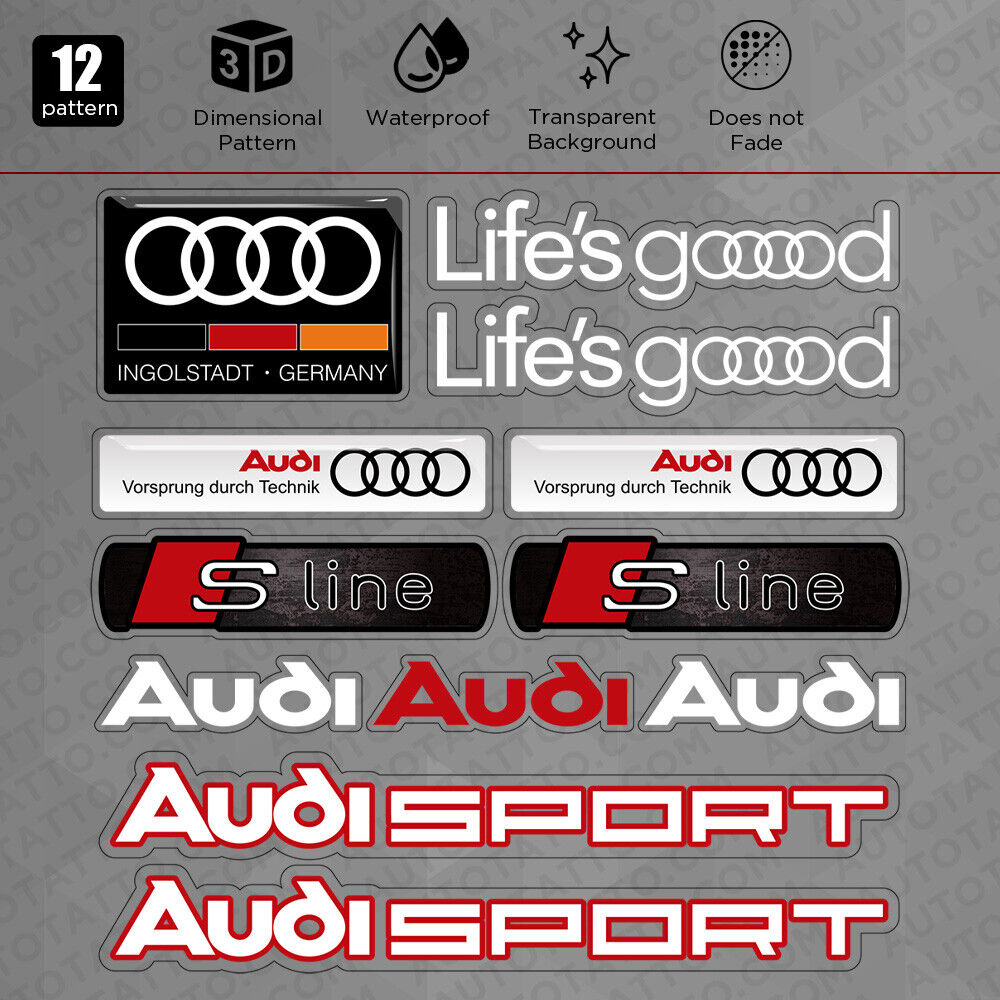 Audi Sport S Line Car Suv Logo Sticker Vinyl 3D Decal Stripes Logo Decor Germany