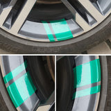 6pcs Car Wheels Tire Rim Vinyl Decal Racing Stripes Sport Decorate Sticker Green