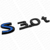For Infiniti S 3.0t Left or Right Side Fender Badge Emblem Nameplate Black Blue