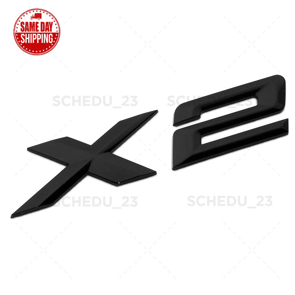 18-23 Gloss Black X2 Letter Logo Emblem Badge Rear Liftgate Nameplate M Sport