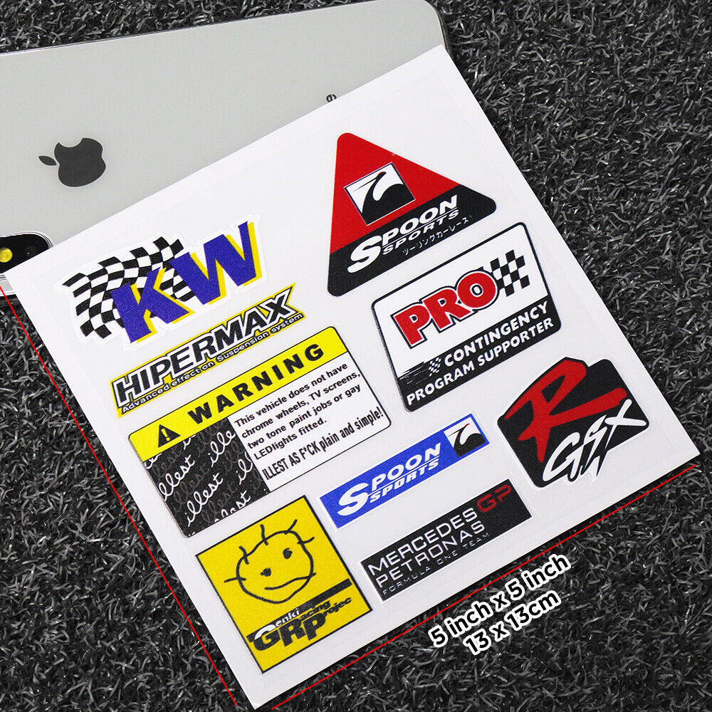 Personality Car Sticker KW Spoon Sports Hipermax F1 Funny Cute 3D Decal Stripe